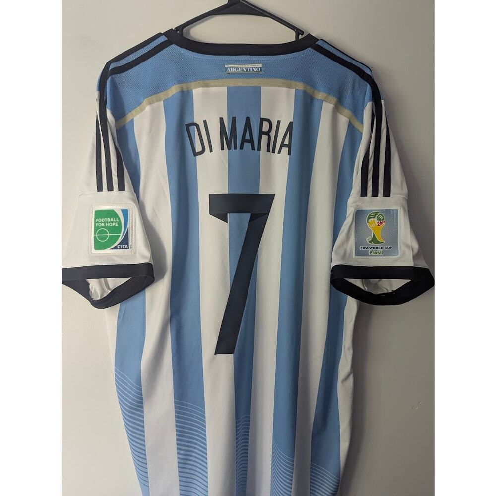 Argentina Di Maria 2014 World Cup Jersey XL Fully Patched